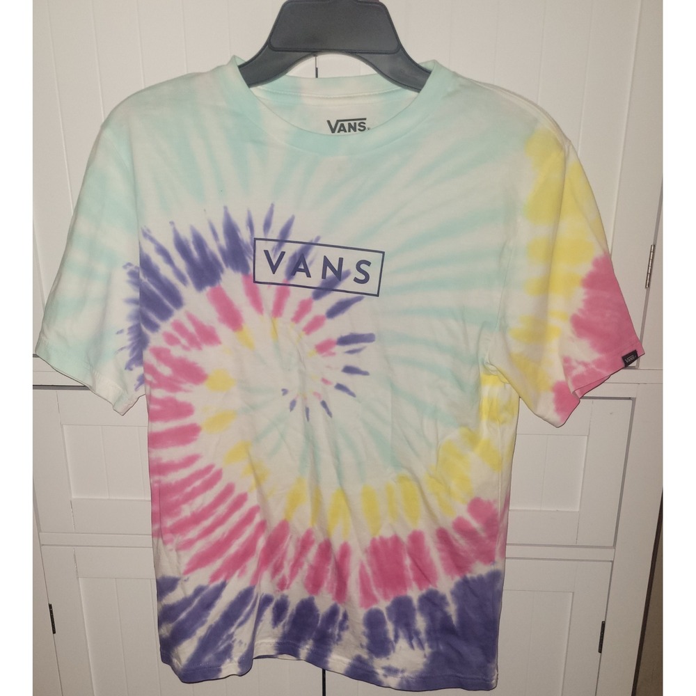 Vans Tie Dye T-Shirt Graphic Print Short Sleeve Classic Fit Kids Size L‎